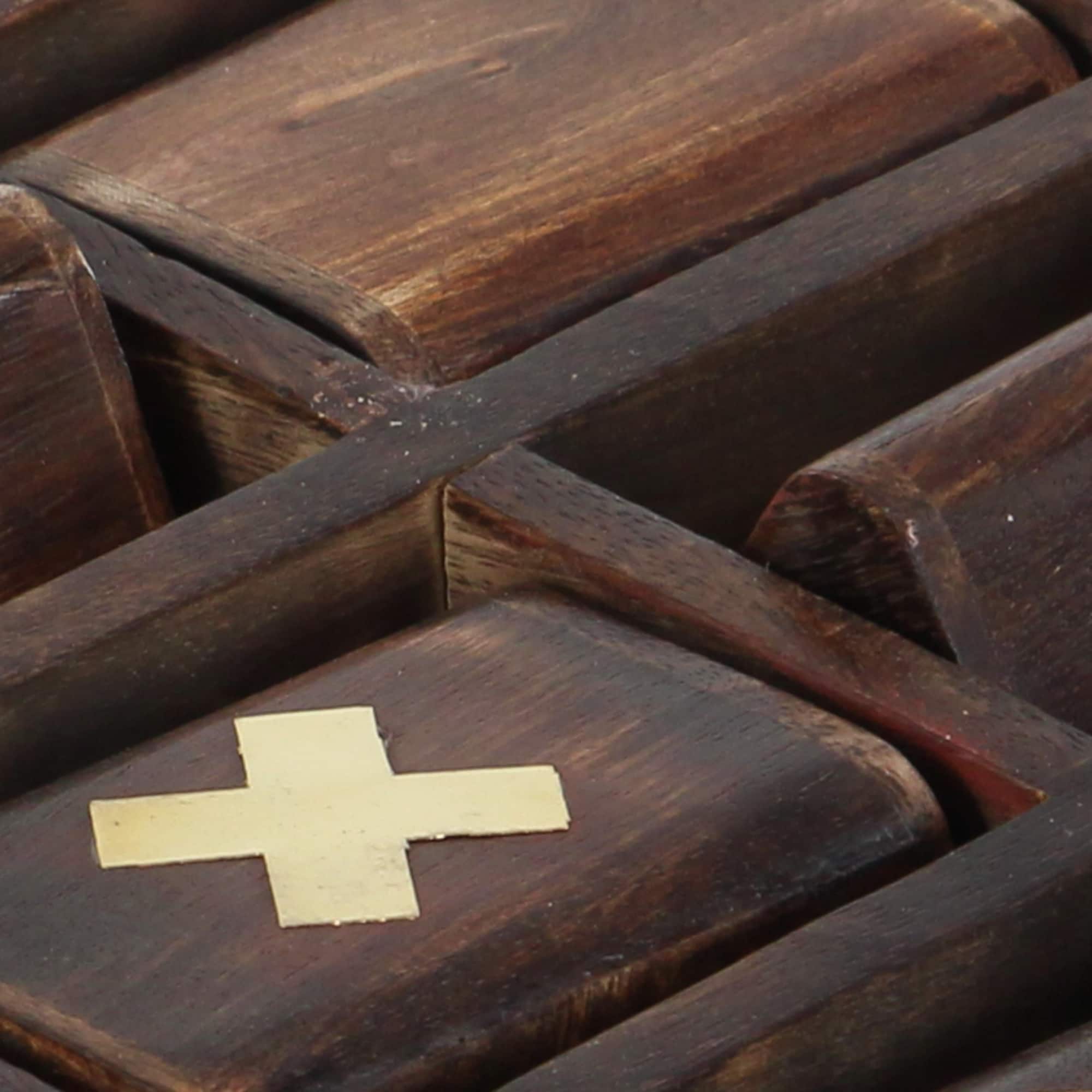 Dark Brown Mango Wood Tic-Tac-Toe Set